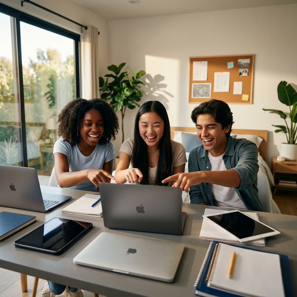 Teenagers utilizing AI for success